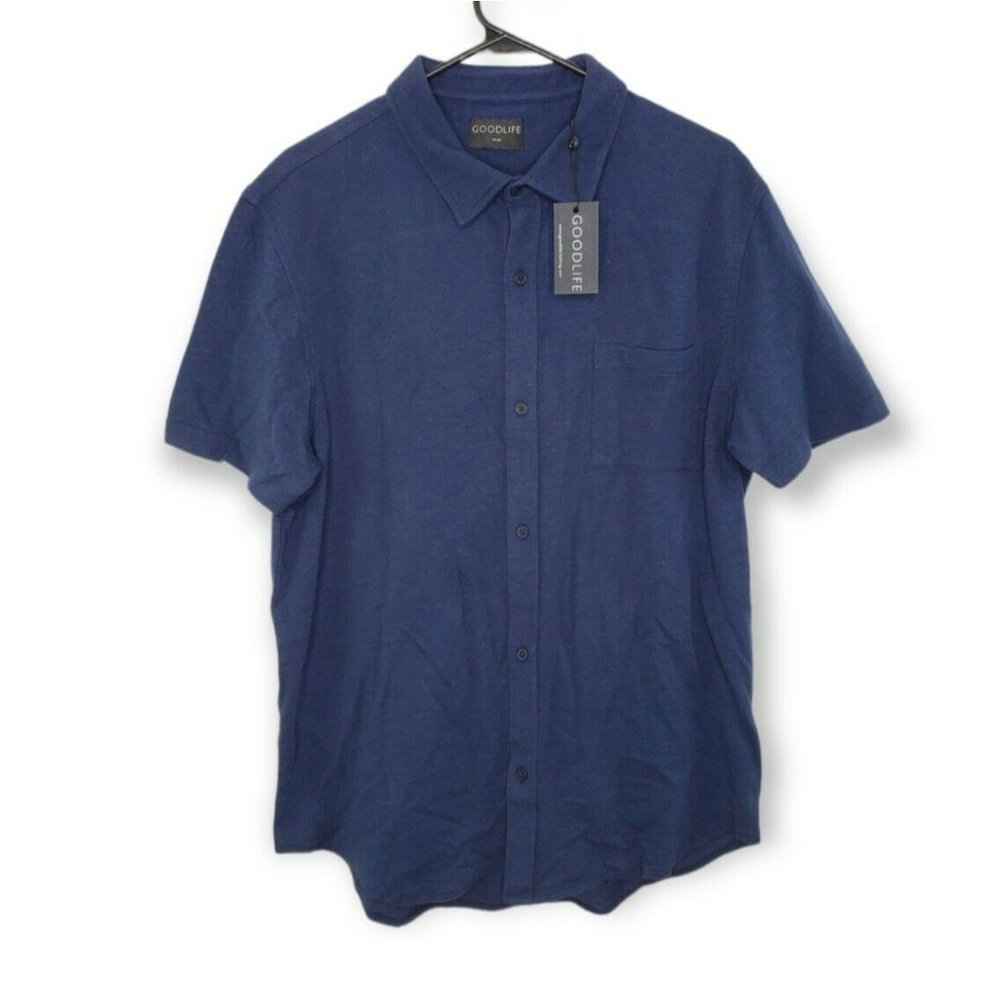 New GoodLife Short Sleeve Midnight Navy Shirt Short Sleeve Mens Large $125